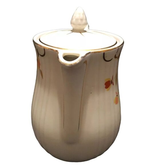 Hall's Superior China Autumn Leaf Coffee Pot 1940s Mary Dunbar Gold Paint Englan - Picture 5 of 7